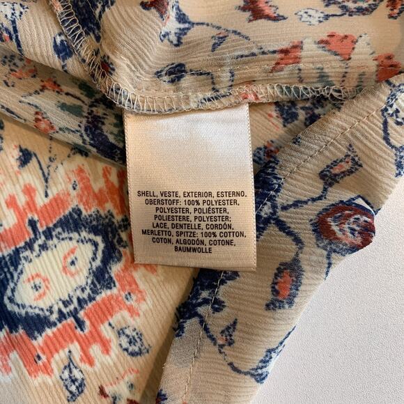 Maeve Blouse Womens 4 Floral Boho V Neck Cottage Crochet Bib Top Anthropologie - Picture 9 of 12